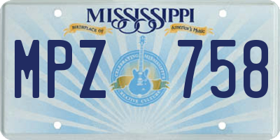 MS license plate MPZ758