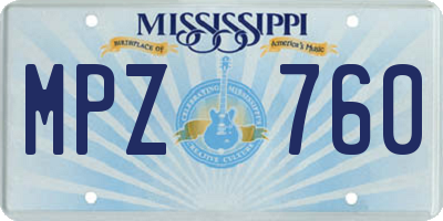 MS license plate MPZ760