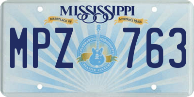 MS license plate MPZ763