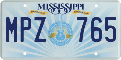 MS license plate MPZ765