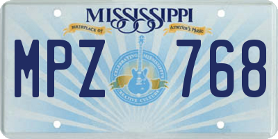 MS license plate MPZ768