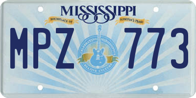 MS license plate MPZ773