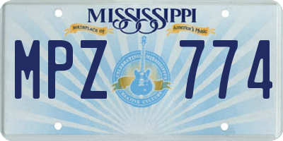 MS license plate MPZ774