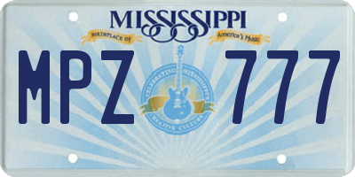 MS license plate MPZ777