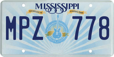 MS license plate MPZ778