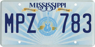 MS license plate MPZ783