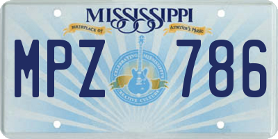 MS license plate MPZ786