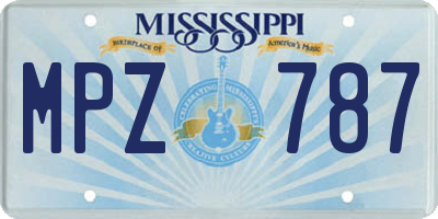 MS license plate MPZ787