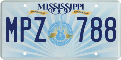MS license plate MPZ788