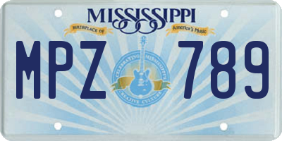 MS license plate MPZ789