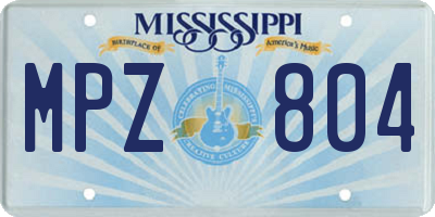 MS license plate MPZ804