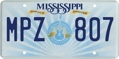MS license plate MPZ807