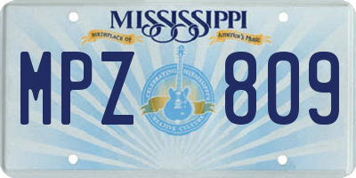 MS license plate MPZ809