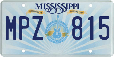 MS license plate MPZ815