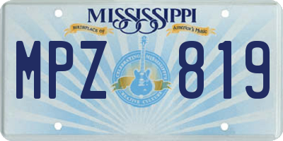 MS license plate MPZ819