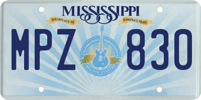 MS license plate MPZ830