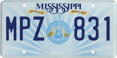 MS license plate MPZ831