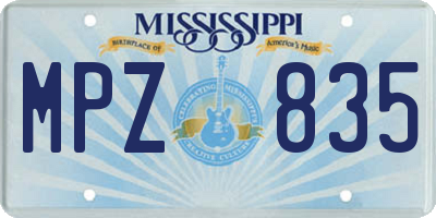 MS license plate MPZ835