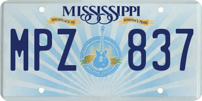 MS license plate MPZ837