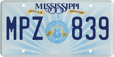 MS license plate MPZ839
