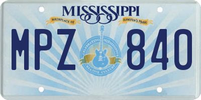 MS license plate MPZ840