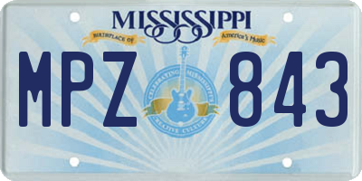 MS license plate MPZ843