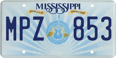 MS license plate MPZ853