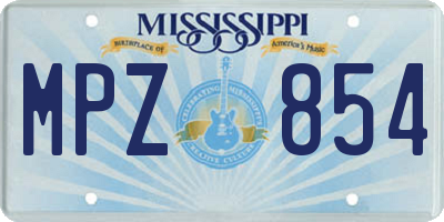 MS license plate MPZ854
