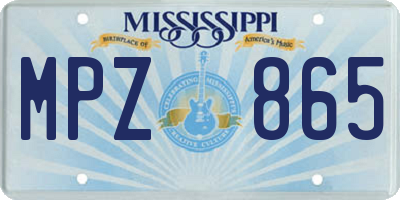 MS license plate MPZ865