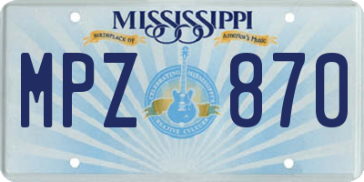 MS license plate MPZ870