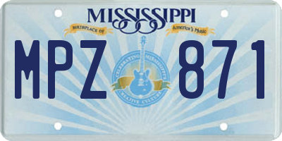 MS license plate MPZ871