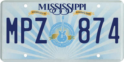MS license plate MPZ874