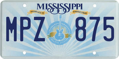 MS license plate MPZ875