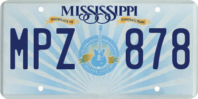 MS license plate MPZ878