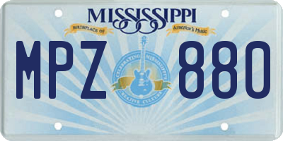 MS license plate MPZ880