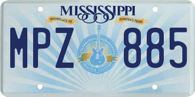 MS license plate MPZ885