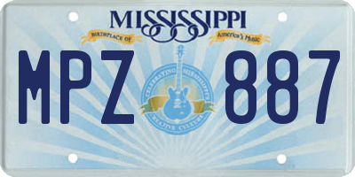 MS license plate MPZ887