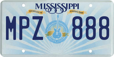 MS license plate MPZ888