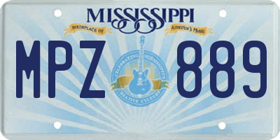 MS license plate MPZ889