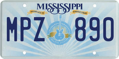 MS license plate MPZ890