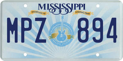 MS license plate MPZ894