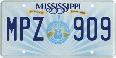 MS license plate MPZ909