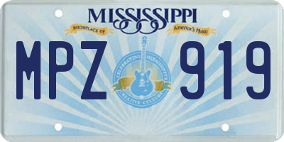 MS license plate MPZ919