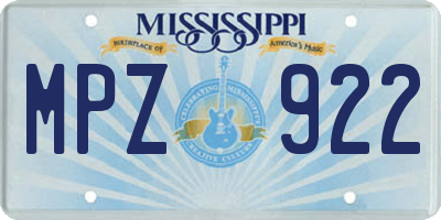 MS license plate MPZ922