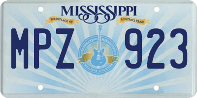 MS license plate MPZ923