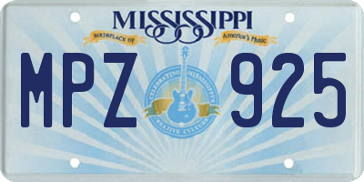 MS license plate MPZ925