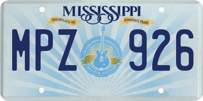 MS license plate MPZ926