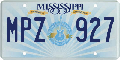 MS license plate MPZ927