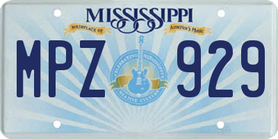 MS license plate MPZ929