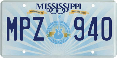 MS license plate MPZ940